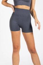 Seamless High-Waist Gym Short in Thunder Grey - Sillvela