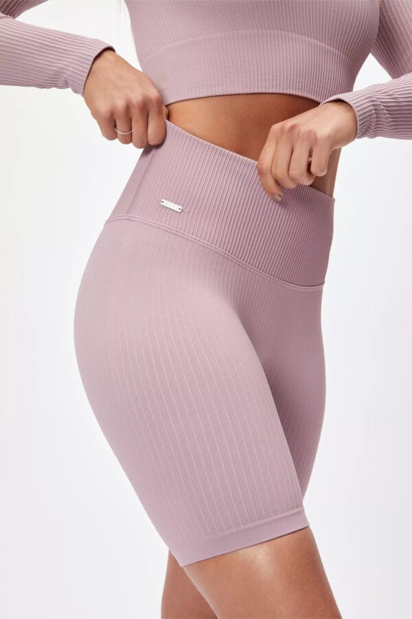 Seamless Ribbed Gym Short in Dusty Pink - Sillvela