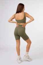 Seamless Ribbed Biker Short in Olive Green - Sillvela