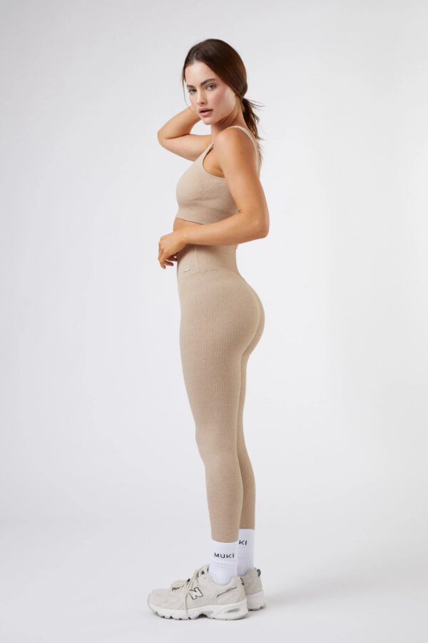 Seamless Ribbed Legging in Beige - Sillvela