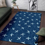 Airplane Print Pattern Sillvela Area Rug