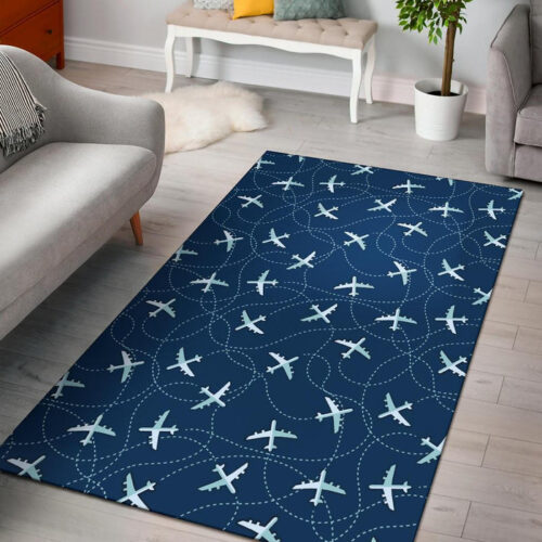 Airplane Print Pattern Sillvela Area Rug