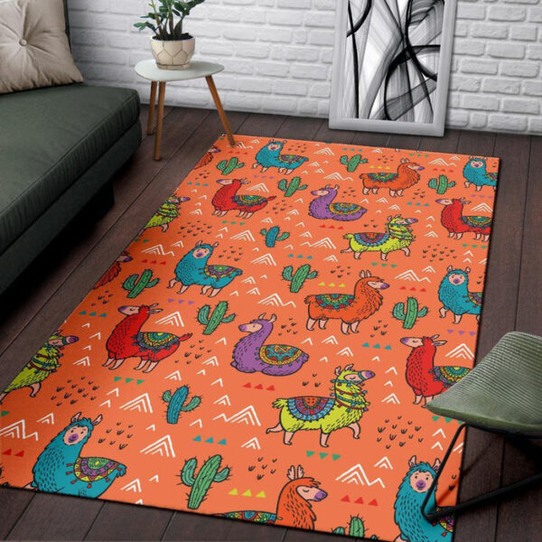 Alpaca Cactus Pattern Print Sillvela Area Rug