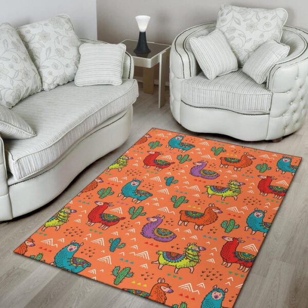 Alpaca Cactus Pattern Print Sillvela Area Rug