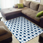 Argyle Blue Pattern Print Sillvela Area Rug