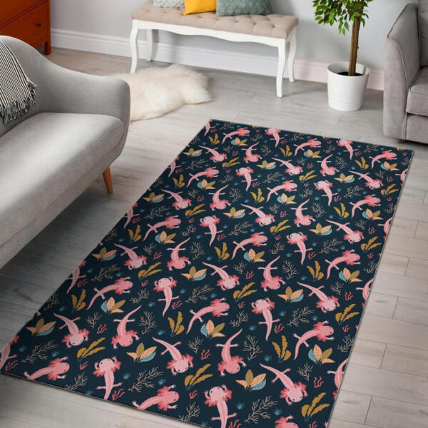 Axolotl Black Pattern Print Sillvela Area Rug