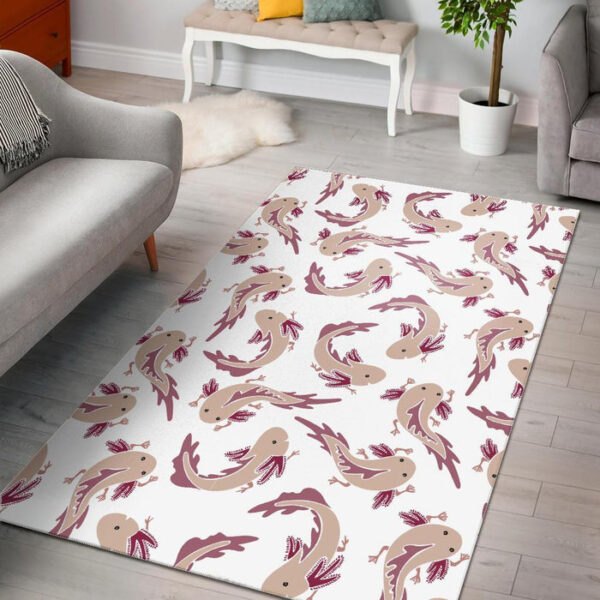 Axolotl White Pattern Print Sillvela Area Rug