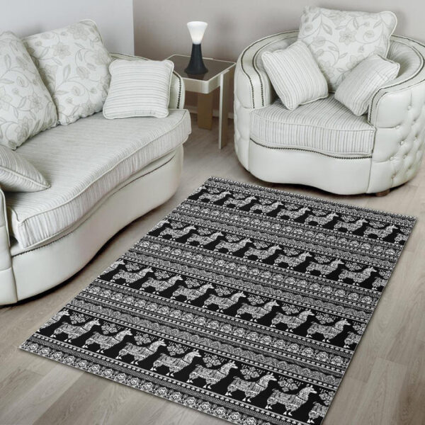 Aztec Llama Pattern Print Sillvela Area Rug