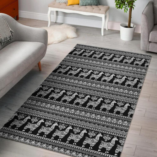 Aztec Llama Pattern Print Sillvela Area Rug