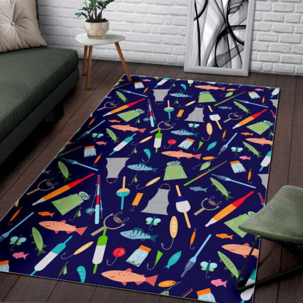 Bait Bass Fishing Print Pattern Sillvela Area Rug