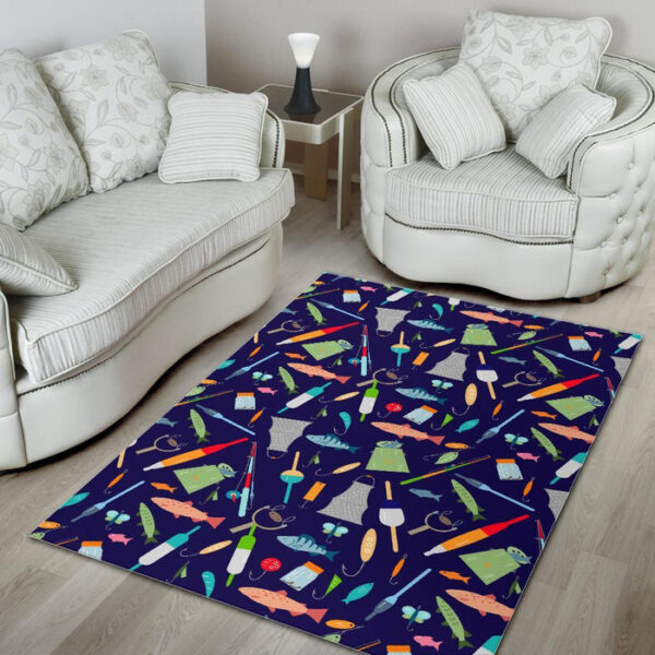 Bait Bass Fishing Print Pattern Sillvela Area Rug