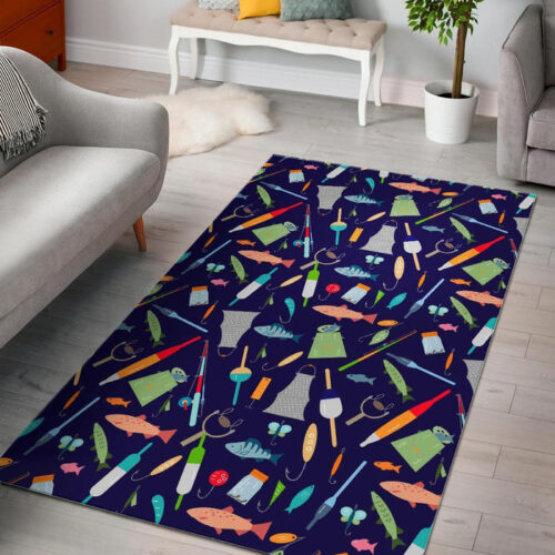 Bait Bass Fishing Print Pattern Sillvela Area Rug