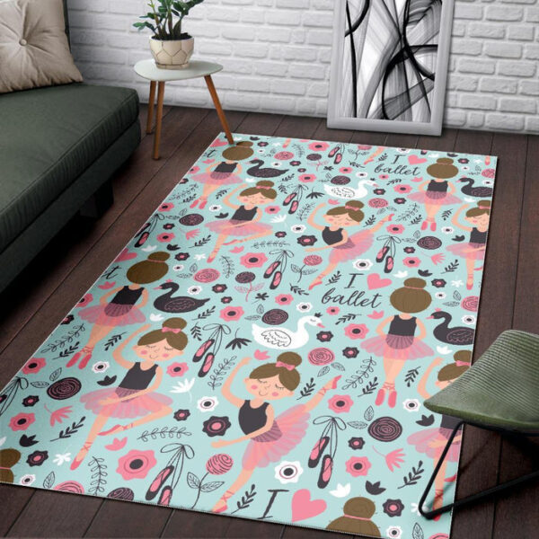 Ballet Girl Pattern Print Sillvela Area Rug