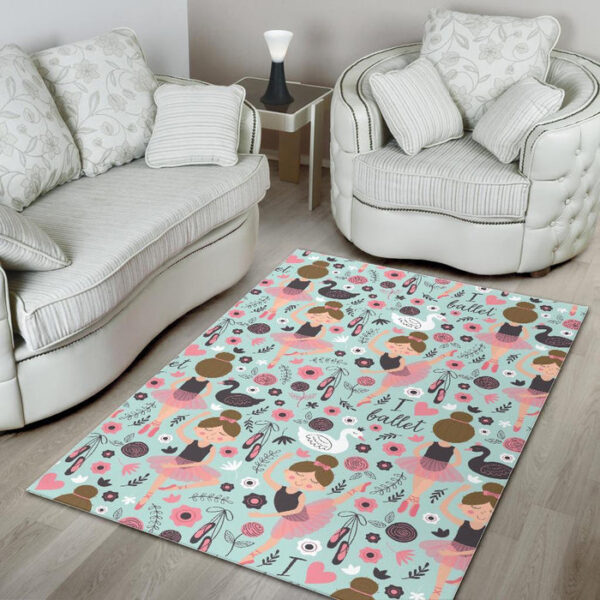Ballet Girl Pattern Print Sillvela Area Rug