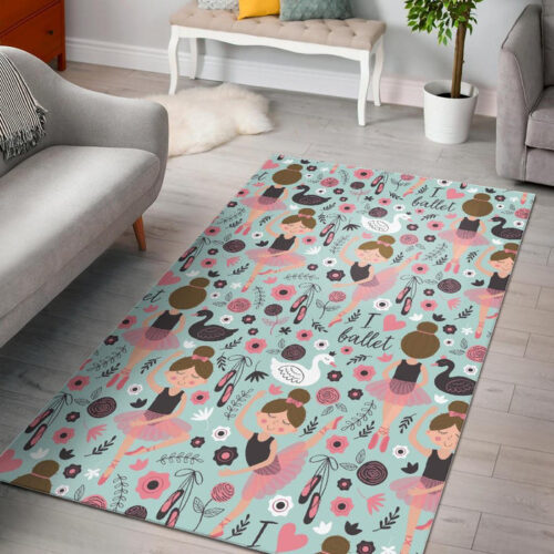 Ballet Girl Pattern Print Sillvela Area Rug