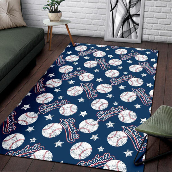 Baseball League Print Pattern Sillvela Area Rug