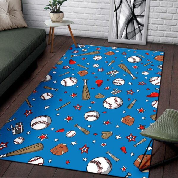 Baseball Pattern Print Sillvela Area Rug