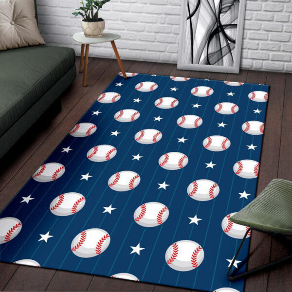 Baseball Star Pattern Print Sillvela Area Rug
