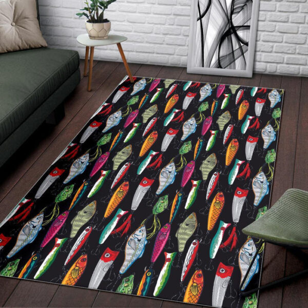 Bass Fishing Bait Print Pattern Sillvela Area Rug
