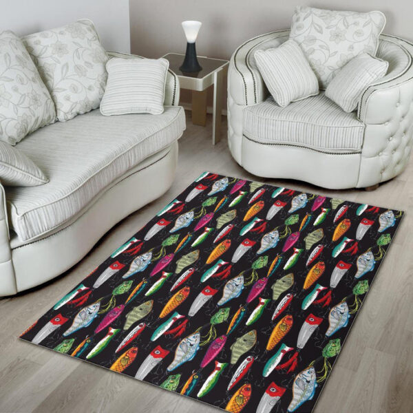 Bass Fishing Bait Print Pattern Sillvela Area Rug