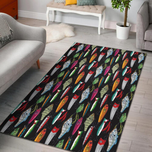 Bass Fishing Bait Print Pattern Sillvela Area Rug