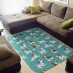 Beagle Dog Bone Pattern Print Sillvela Area Rug
