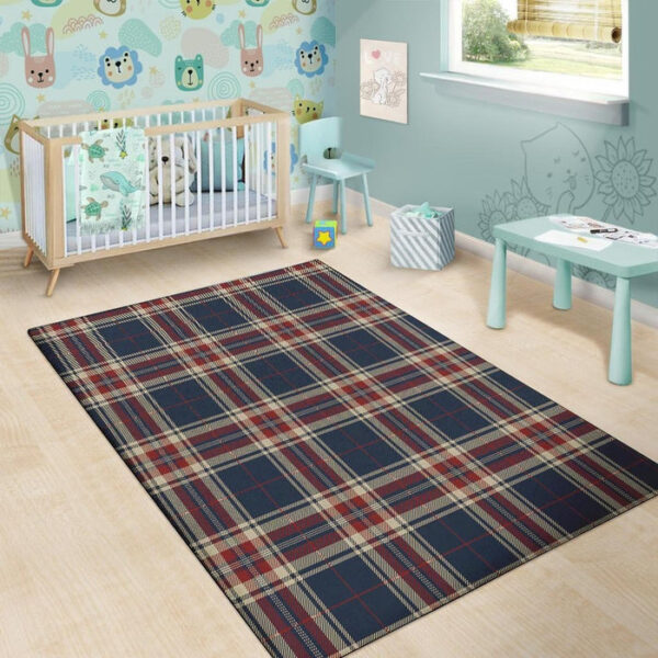 Beige Red And Blue Plaid Tartan Sillvela Area Rug