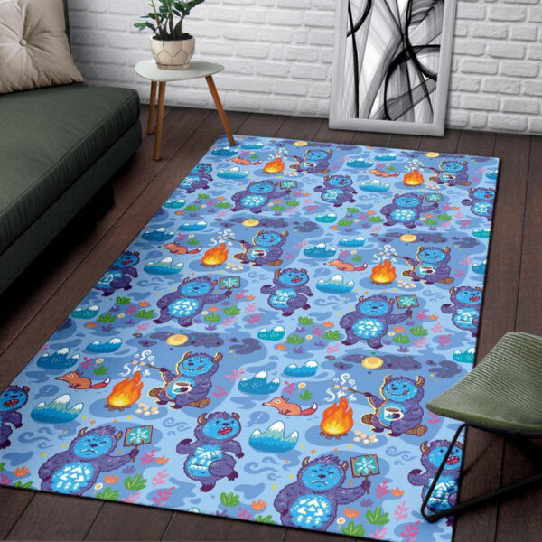 Bigfoot Blue Pattern Print Sillvela Area Rug