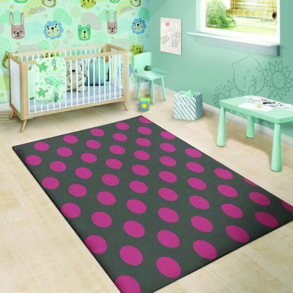 Black And Maroon Polka Dot Sillvela Area Rug