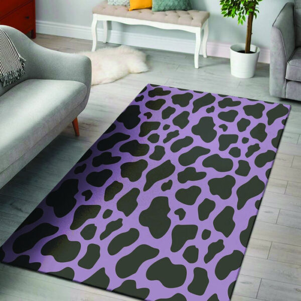 Black And Purple Cow Print Sillvela Area Rug