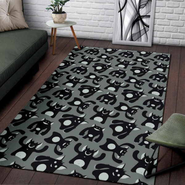 Black Bigfoot Pattern Print Sillvela Area Rug