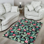 Black Cactus Pattern Print Sillvela Area Rug