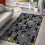 Black Cat Knit Pattern Print Sillvela Area Rug