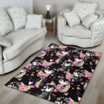Black Cat Pattern Print Sillvela Area Rug