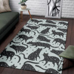 Black Cat Print Pattern Sillvela Area Rug