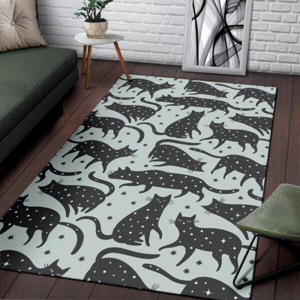 Black Cat Print Pattern Sillvela Area Rug