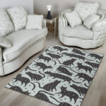 Black Cat Print Pattern Sillvela Area Rug