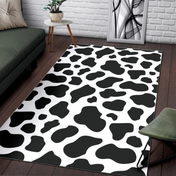 Black Cow Pattern Print Sillvela Area Rug