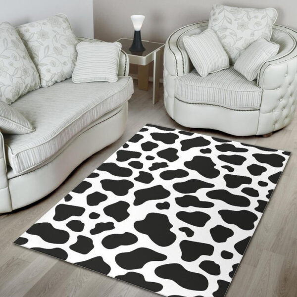 Black Cow Pattern Print Sillvela Area Rug