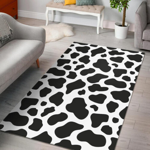 Black Cow Pattern Print Sillvela Area Rug