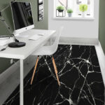 Black Cracked Marble Sillvela Area Rug