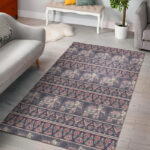 Black Elephant Aztec Pattern Prints Sillvela Area Rug