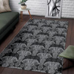 Black Elephant Mandala Print Sillvela Area Rug