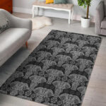 Black Elephant Mandala Print Sillvela Area Rug