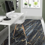 Black Gold Cracked Marble Sillvela Area Rug