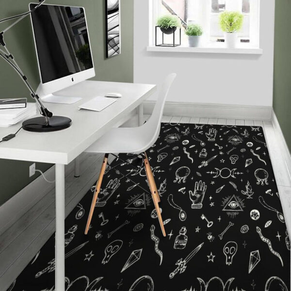 Black Gothic Witch Sillvela Area Rug