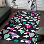 Black Hot Air Balloon Pattern Print Sillvela Area Rug