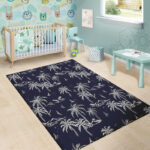 Black Palm Tree Hawaiian Print Sillvela Area Rug