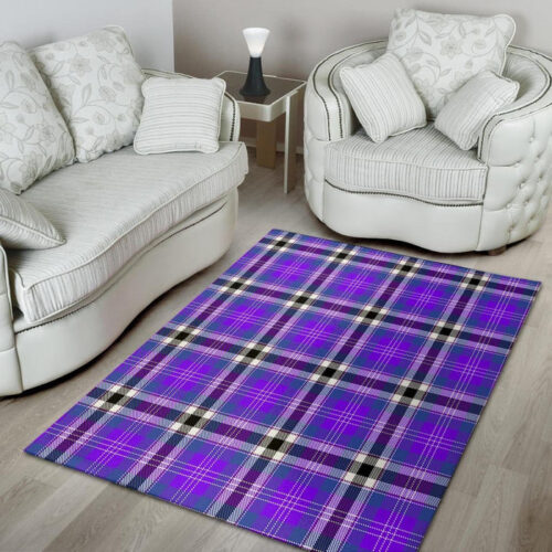 Black Purple Plaid Tartan Sillvela Area Rug