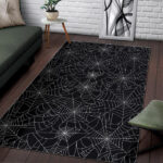 Black Spider Web Pattern Print Sillvela Area Rug